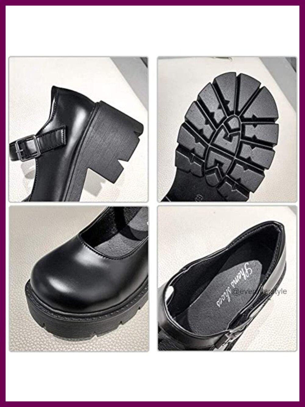 Women's Platform Mary Janes Chunky Heel Ankle Strap Uniform Dress Shoes Gothic - Picture 6 of 6